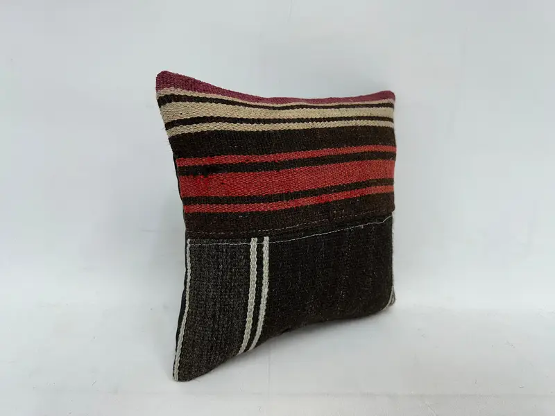 Seat Cushion Cover, Pillow for Couch, Cushion, Boho Throw Pillow Case, Gift Pillow, Vintage Kilim Throw Pillow, 14x14 Brown Pillow Cover - 3