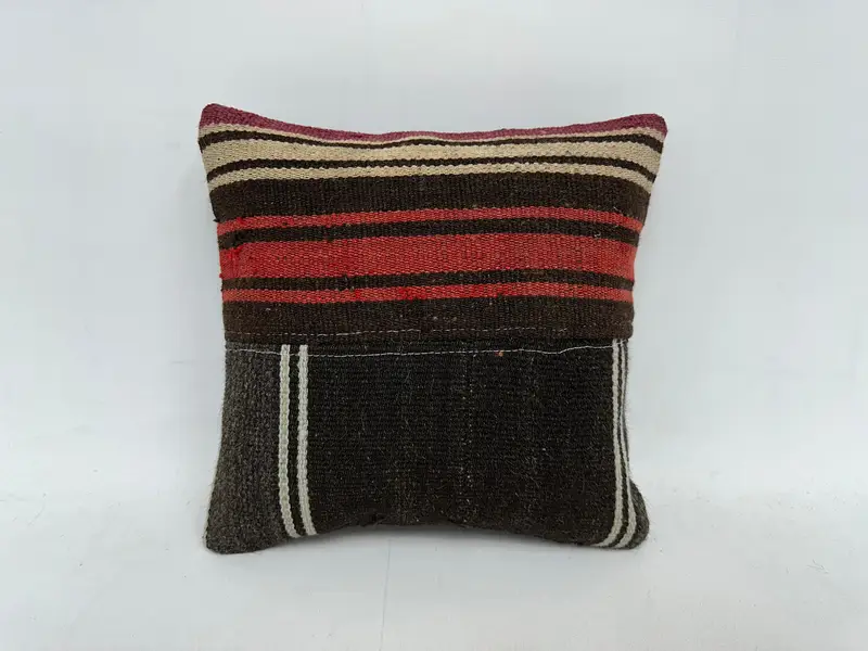 Seat Cushion Cover, Pillow for Couch, Cushion, Boho Throw Pillow Case, Gift Pillow, Vintage Kilim Throw Pillow, 14x14 Brown Pillow Cover - 1