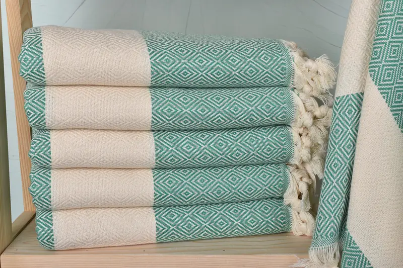 Personalized Christmas Gift Towel Benetton Green Diamond, 40x71 Inches