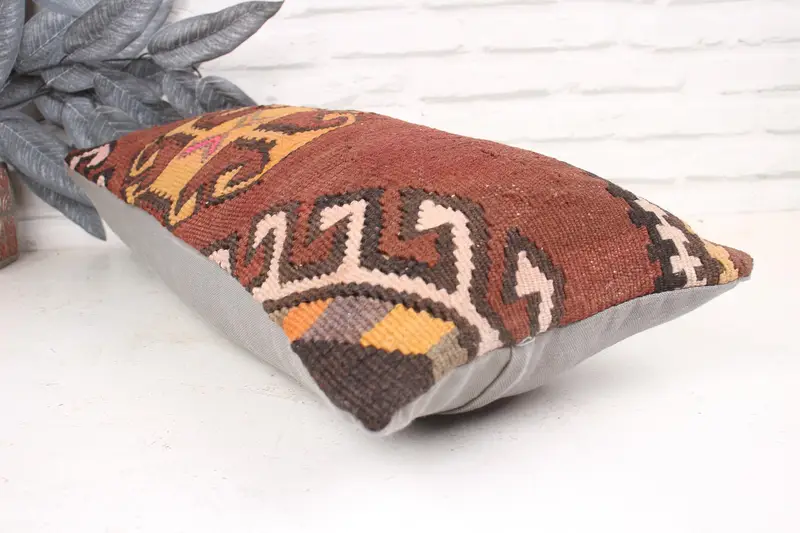 12x24 Red Pillow Case, Cushion, Handmade Throw Cushion Cover, Chair Cushion Cover, Kilim Cushion Sham, Vintage Kilim Pillow, Antique Pillows - 6