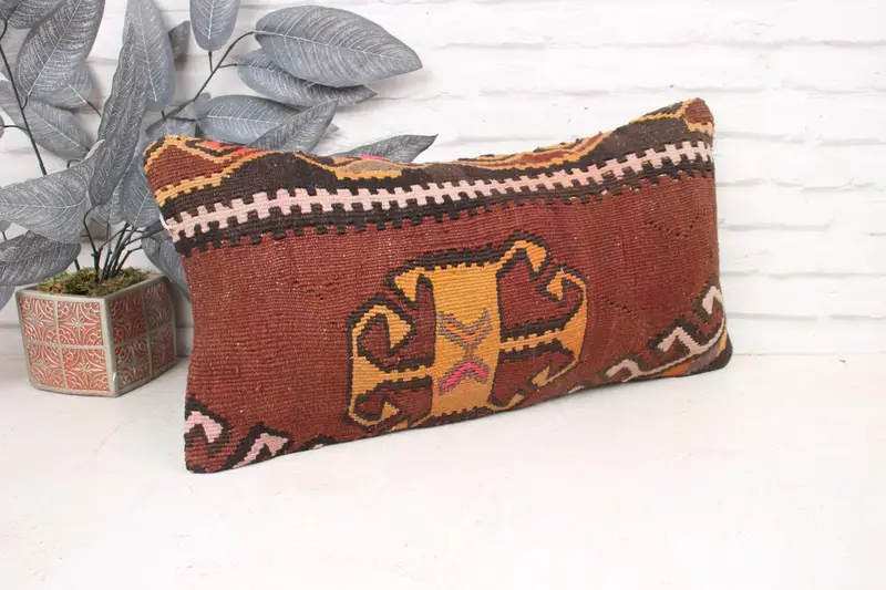 12x24 Red Pillow Case, Cushion, Handmade Throw Cushion Cover, Chair Cushion Cover, Kilim Cushion Sham, Vintage Kilim Pillow, Antique Pillows - 3