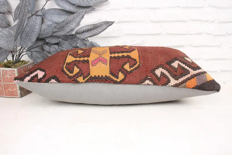12x24 Red Pillow Case, Cushion, Handmade Throw Cushion Cover, Chair Cushion Cover, Kilim Cushion Sham, Vintage Kilim Pillow, Antique Pillows - 5
