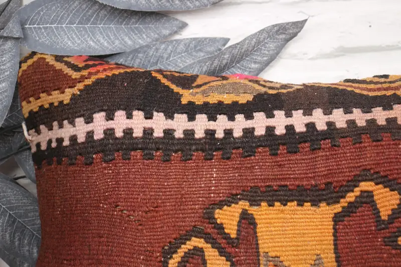 12x24 Red Pillow Case, Cushion, Handmade Throw Cushion Cover, Chair Cushion Cover, Kilim Cushion Sham, Vintage Kilim Pillow, Antique Pillows - 2