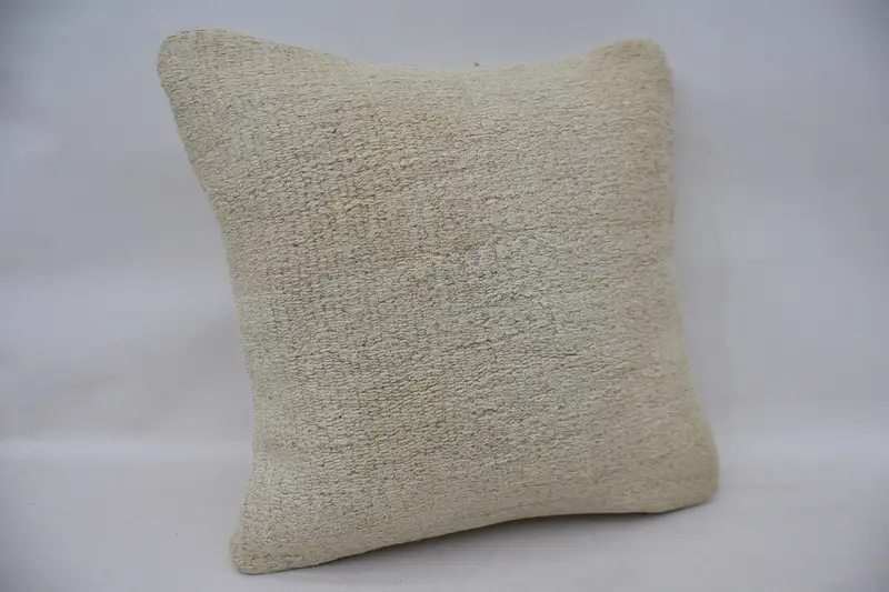 Turkish Pillow, Handmade Kilim Cushion, Pillow Case, Bench Pillow Case, 16x16 Beige Cushion Case, Wholesale Pillow Sham, Boho Pillow - 2