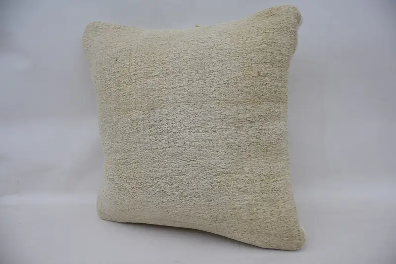 Turkish Pillow, Handmade Kilim Cushion, Pillow Case, Bench Pillow Case, 16x16 Beige Cushion Case, Wholesale Pillow Sham, Boho Pillow - 3