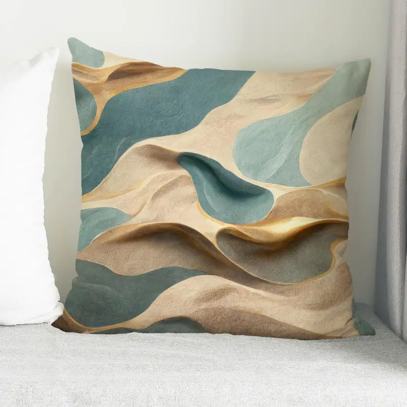 Soyut Altın Vurgu: Modern Dekor için Kahverengi Baskılı Yastık