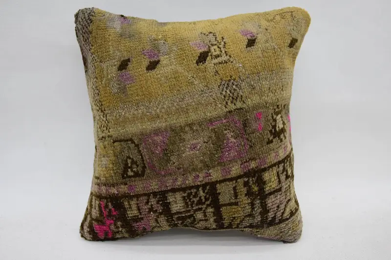 Vintage Pillow Sham, 12x12 inch Brown Antique Pillow - 1