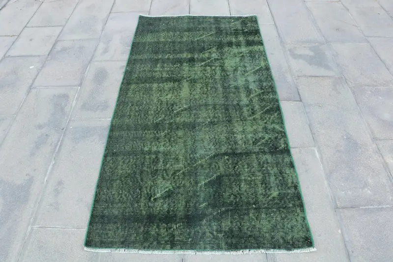 Alfombra verde y negra, 2,8x5,6 ft Diseño botánico