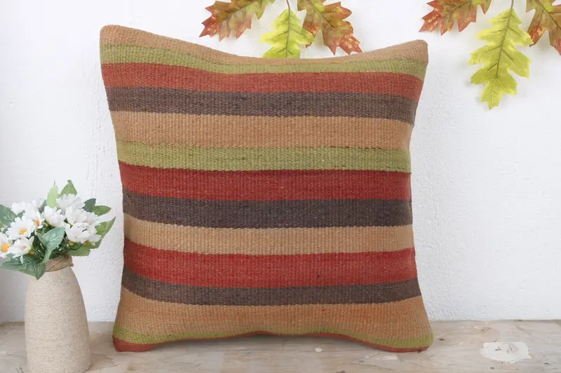 Home Decor Pillow, Cotton Pillow Cover, Kilim Pillow Cover, Cushion Cover, Interior Designer Pillow, 16x16 Red Cushion Cover - 2