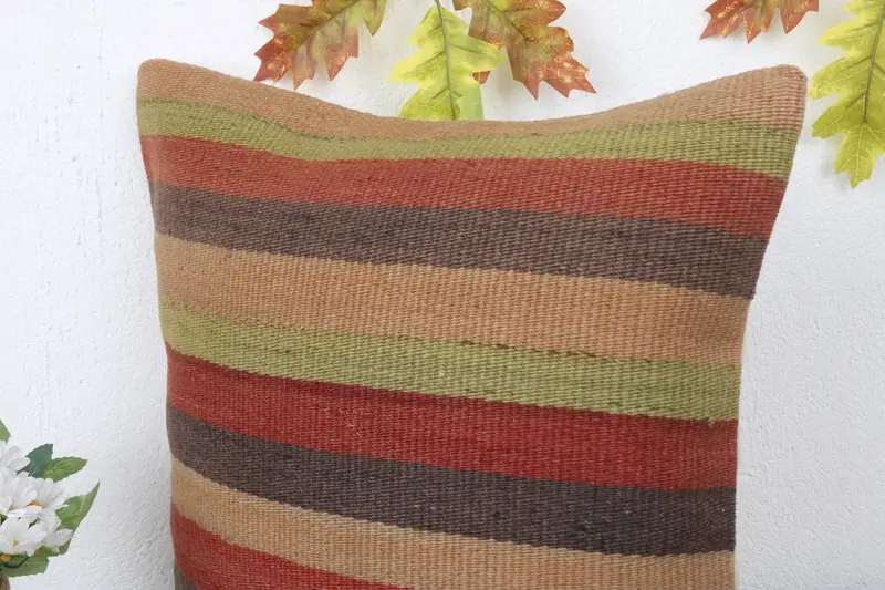 Home Decor Pillow, Cotton Pillow Cover, Kilim Pillow Cover, Cushion Cover, Interior Designer Pillow, 16x16 Red Cushion Cover - 5