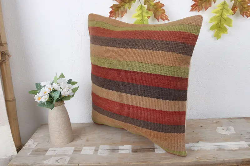 Home Decor Pillow, Cotton Pillow Cover, Kilim Pillow Cover, Cushion Cover, Interior Designer Pillow, 16x16 Red Cushion Cover - 4