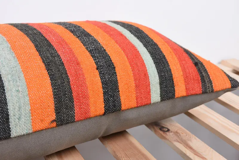Bolster Cushion Cover, Vintage Kilim Throw Pillow, 12x36 Brown Cushion Case, Kilim Pillow, Cushion Cover, Handmade Kilim Cushion - 7