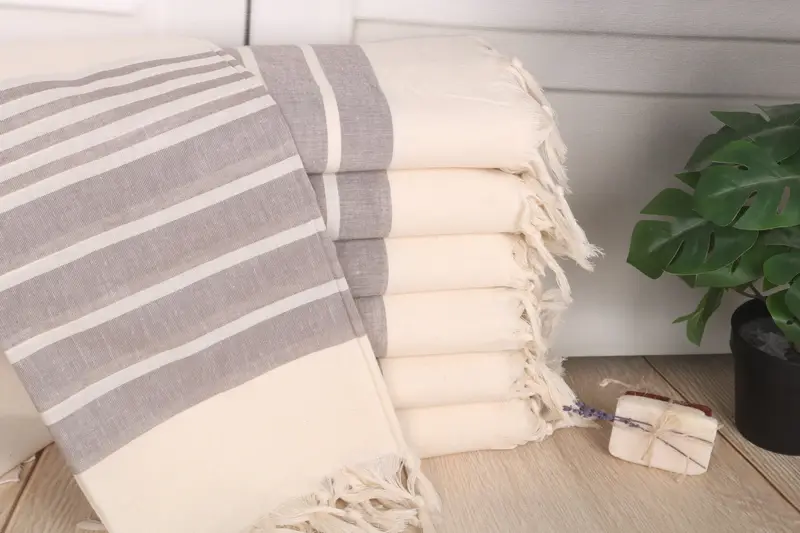 Bachelorette Party Gift Handmade Brown Striped Towel, 70x40 Inches