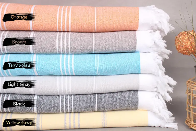 Striped Terry Towel Organic Cotton Beige Bath Towel, 36x71 Inches