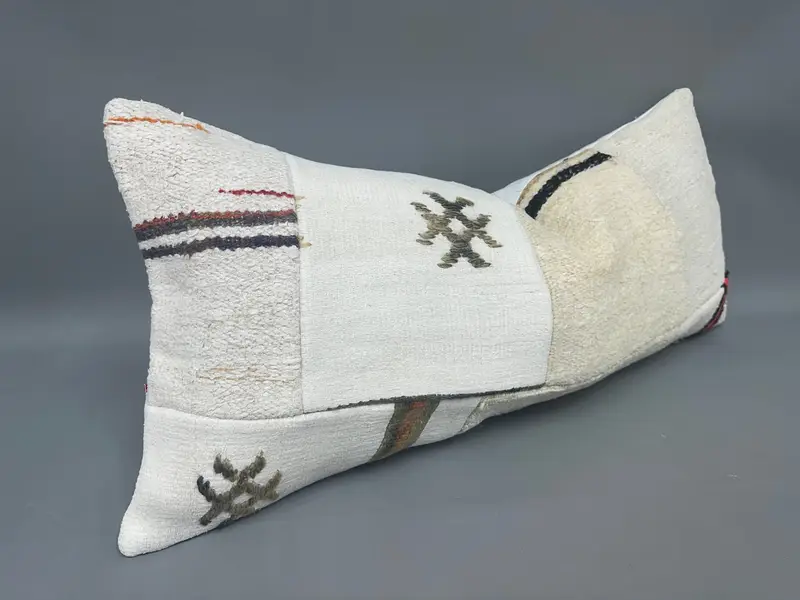 Floor Cushion, Pillow Sham, Tapestry Pillow, Ethnical Kilim Rug Pillow, 16x36 Beige Cushion Cover, Antique Pillows, Boho Pillow Sham Cover - 2