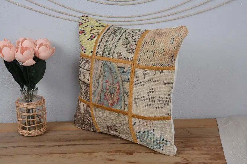 Kilim Pillow Cover, Interior Designer Pillow, Customized Pillow Cover, Home Decor Pillow, 16x16 Beige Cushion Cover, Ikat Cushion Cover, Pillow Case - 4