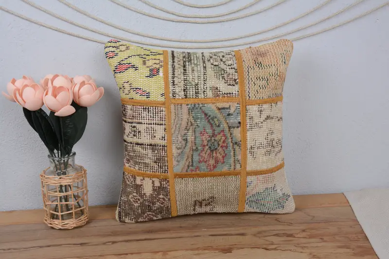 Kilim Pillow Cover, Interior Designer Pillow, Customized Pillow Cover, Home Decor Pillow, 16x16 Beige Cushion Cover, Ikat Cushion Cover, Pillow Case - 2