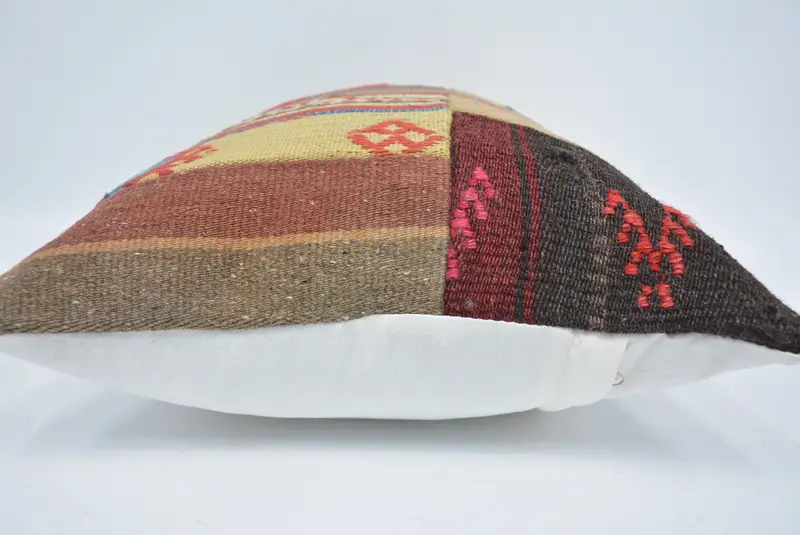 Handmade Rug Seat Pillow Case, Throw Kilim Pillow, Ethnical Kilim Rug Pillow, 16x24 White Pillow, Home Decor Pillow, Cushion, Sofa Bolster Pillow - 5