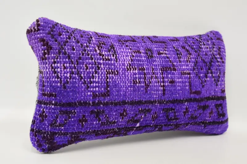 Pillow Sham, Kilim Pillow Cover, Sustainable Pillow, Kilim Cushion Sham, Antique Pillows, 8x16 Purple Cushion, Patio Cushion Case - 3