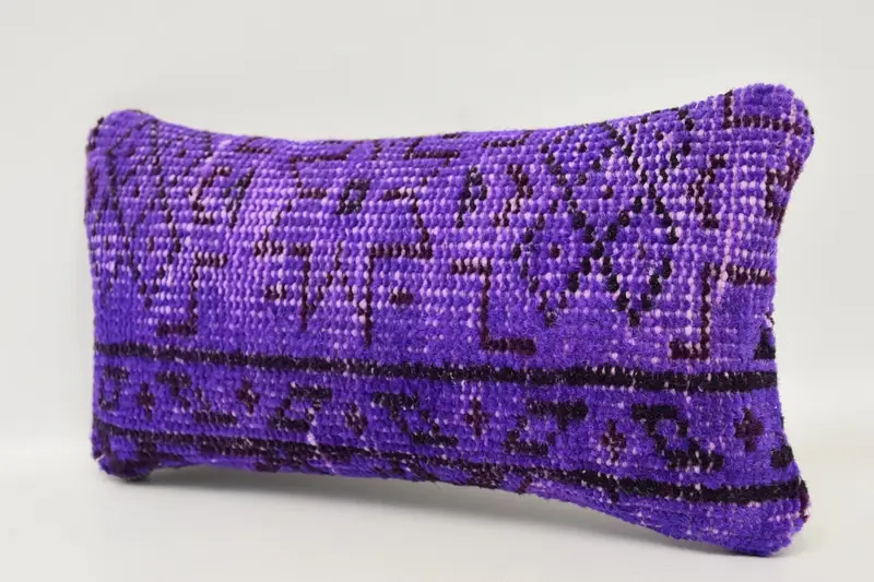 Pillow Sham, Kilim Pillow Cover, Sustainable Pillow, Kilim Cushion Sham, Antique Pillows, 8x16 Purple Cushion, Patio Cushion Case - 4