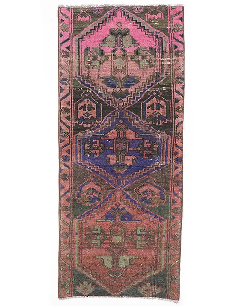 2,3x5,4 Fuß blauer Orientteppich, leuchtende blaue und orangefarbene Akzente