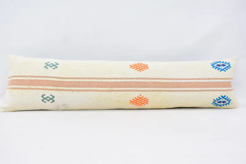 Rectangle Throw Pillow, White Home Decor Antique 12x48 inch Pillow Cover - 1