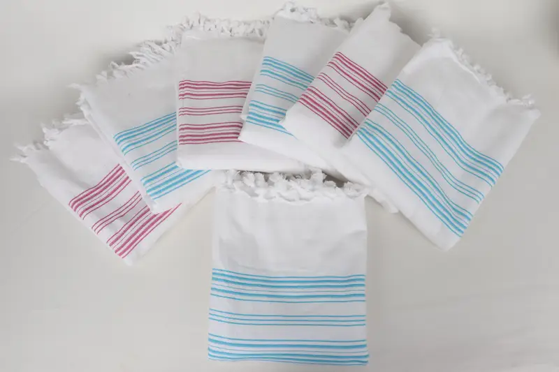 Thin towel, Baby Boy Gift, Summer Gift Ideas, Summer Towel, Bath towel, 70x40 Cotton Striped Terry Towel, Embroidered Towel, Gift For Wedding Day - 3