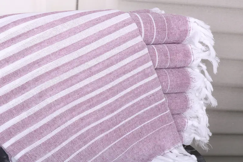 Striped Towel Damson Cotton Personalized Wedding Gift, 40x69 Inches