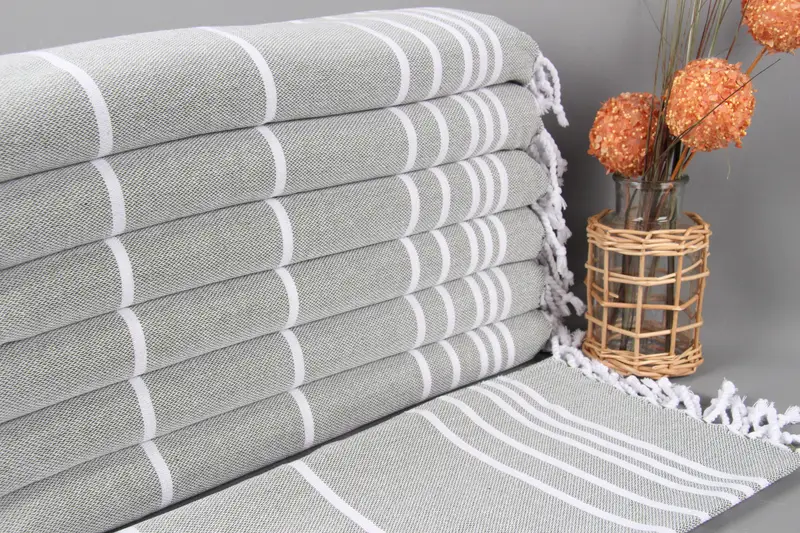 Dish Towel Personalized Turkish Hand Towel Khaki Green Striped, 18x38 Inches