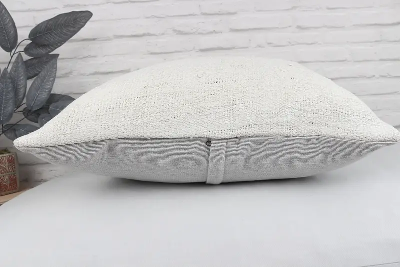 Pillow, Meditation Cushion Cover, Pillow for Sofa, Vintage Pillow, 24x24 White Cushion Case, Art Deco Pillow Cover, Kilim Pillow - 6