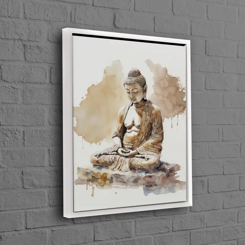 エレガントな仏陀瞑想キャンバス: ミニマル セレニティ アート プリント