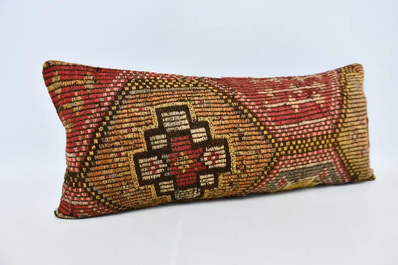 Antique Pillows, Vintage Kilim Throw Pillow, Pillow, Natural Cushion, Bolster Throw Cushion Cover, 16x36 Red Pillow Cover, Interior Designer Pillow - 3