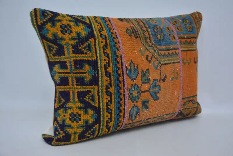 Vintage Kilim Pillow, Turkish Kilim Pillow, Cushion Cover, Gift Pillow, Authentic Cushion Cover, Patio Pillow Sham, 20x28 Orange Pillow - 3