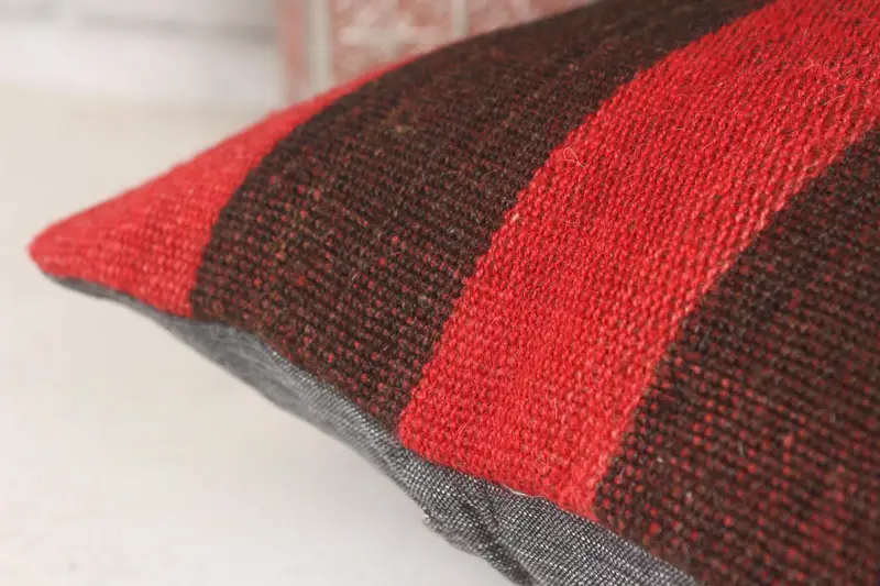 Handmade Kilim Cushion, Colorful Cushion Cover, Vintage Kilim Throw Pillow, 14x14 Red Cushion, Kilim Cushion Sham, Ottoman Cushion Cover, Pillow - 7