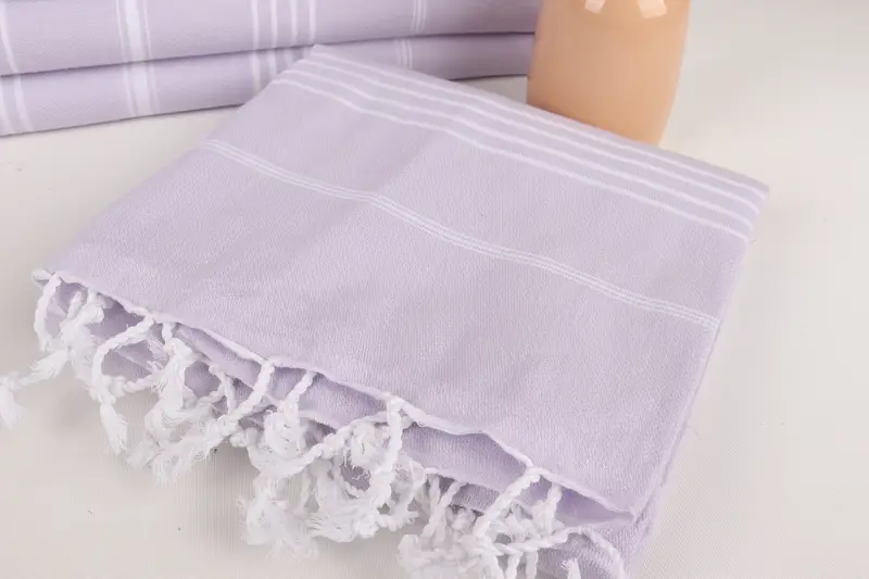 Valentines Day Gift Idea, Beach Towel Gift, Fringed Turkish towel for poolside, Absorbent Turkish towel, Absorbent towel, 70x40 Cotton Striped Towel - 5