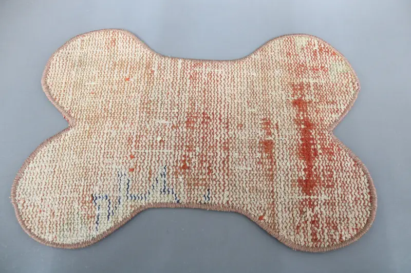 Bequeme Haustiermatte aus Baumwolle in Rot und Beige mit Schaumstofffüllung, Haustierunterlage