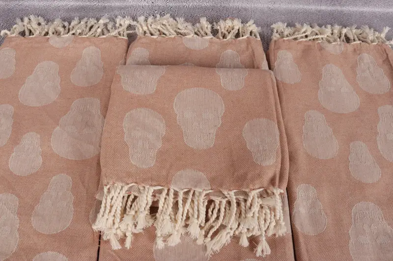 Handmade Turkish Towel, Custom Towel, 68x36 Cotton Skull Patterned Towel, Summer Towel, Embroidered Towel, Bridesmaid Gift Towel, Gift For Boyfriend - 4