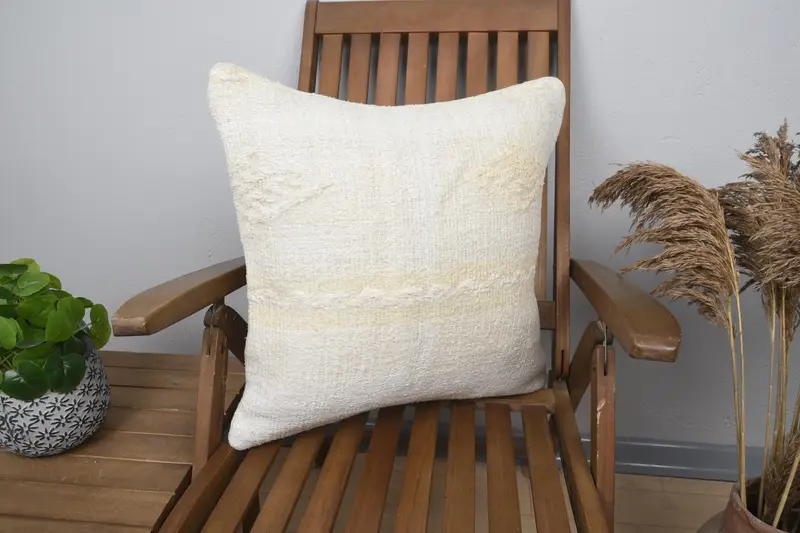 Coastal Vintage Pillow, Antique 50x50 cm FloorBeige Cushion Case - 1