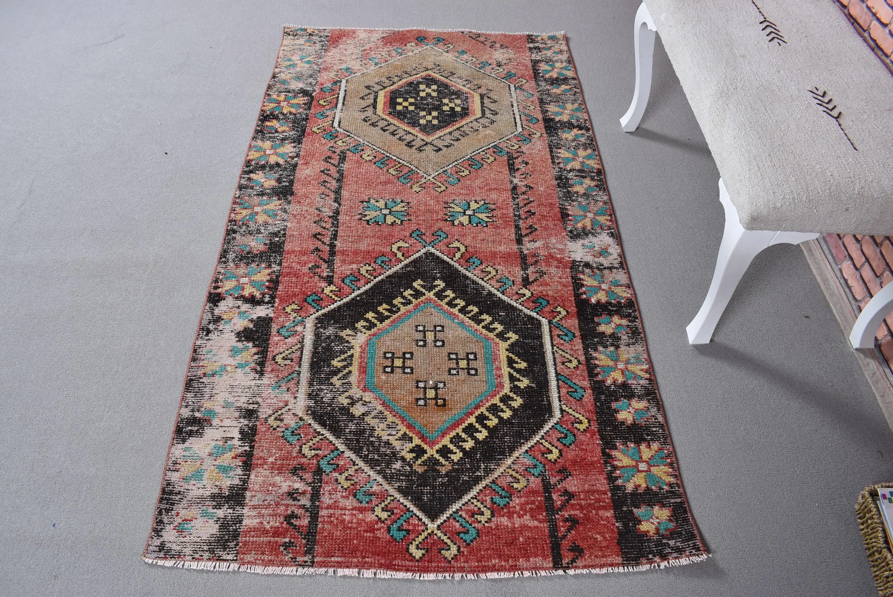 Türk Halısı, Accent 3.3x6.2 ft Vintage Halı, Kırmızı Yün Halı - 1