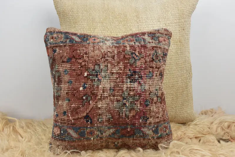 Caja de almohada de regalo de regalo personalizada, almohada de kilim, cojín, almohada de diseñador de interiores, cubierta de almohada de silla, almohada vintage, almohada roja de 14x14 - 6