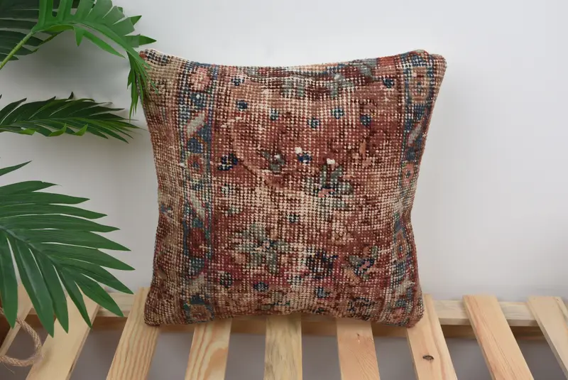 Caja de almohada de regalo de regalo personalizada, almohada de kilim, cojín, almohada de diseñador de interiores, cubierta de almohada de silla, almohada vintage, almohada roja de 14x14 - 1