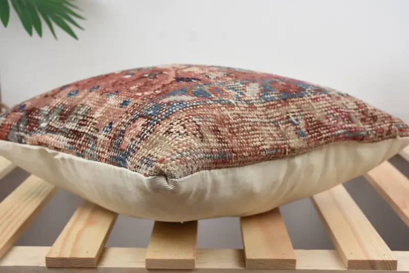 Caja de almohada de regalo de regalo personalizada, almohada de kilim, cojín, almohada de diseñador de interiores, cubierta de almohada de silla, almohada vintage, almohada roja de 14x14 - 4