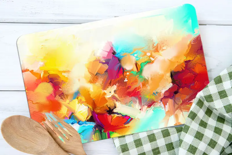 カラフルな抽象的なガラスまな板、強化安全、モダンなキッチン