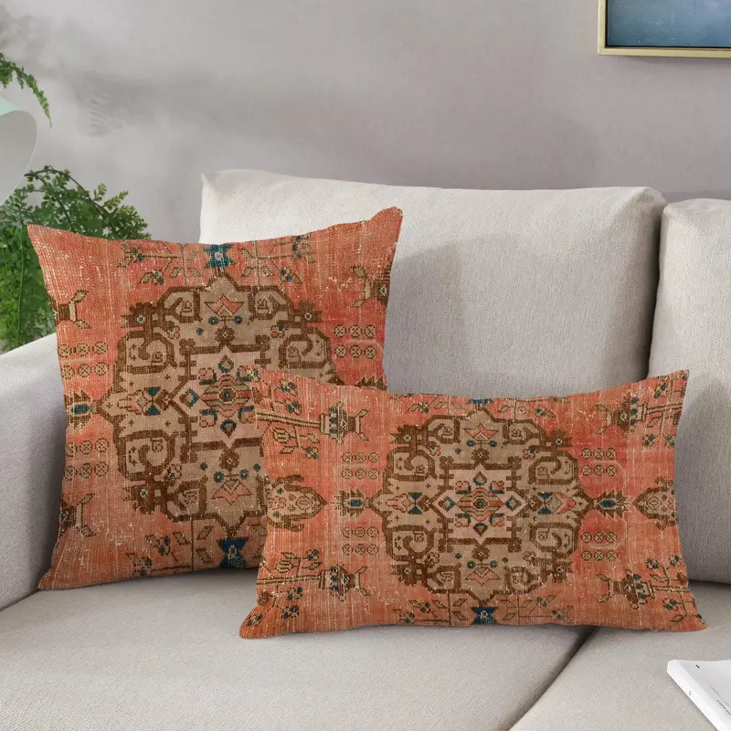 Almohada estampada de granja étnica roja: orgánica, personalizada, decorativa