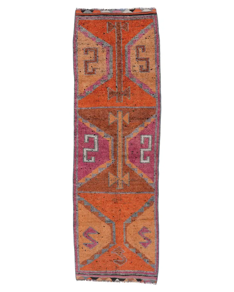 Turuncu İran Halısı, 2,9x9,3 ft Canlı Dekor