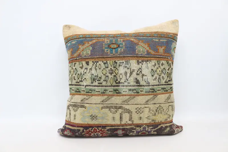 Beigefarbenes Hanf-Wurfkissen mit bronzefarbenen Polka Dots, Vintage-Rechteckkissen