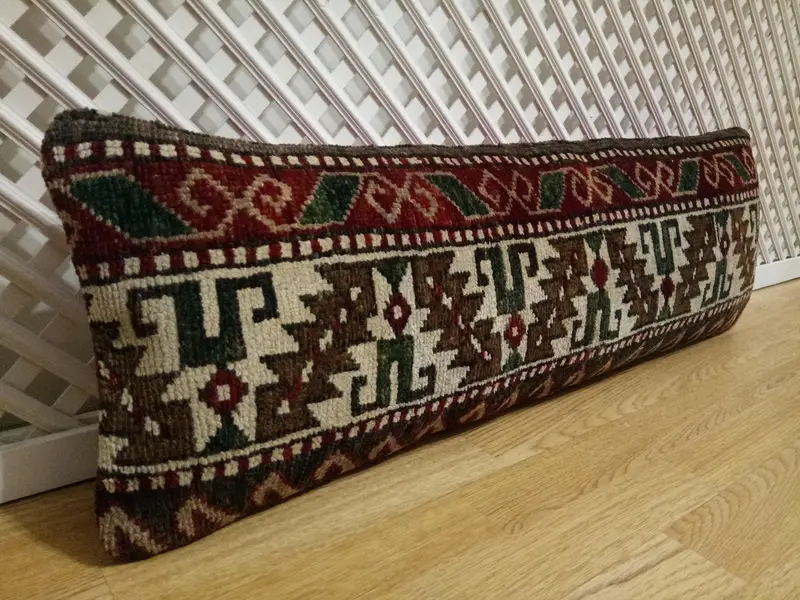 Handgefertigtes Wollkissen, rechteckiges gestreiftes Vintage-Kissen