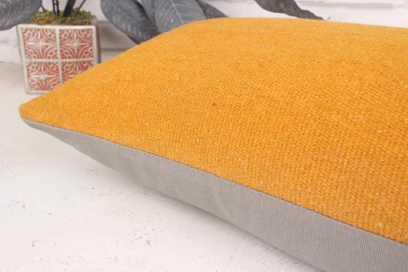 Throw Kilim Pillow, Turkish Pillow, 12x36 Yellow Pillow Case, Neutral Pillow, Cushion, Nautical Throw Pillow Case, Home Decor Pillow - 7