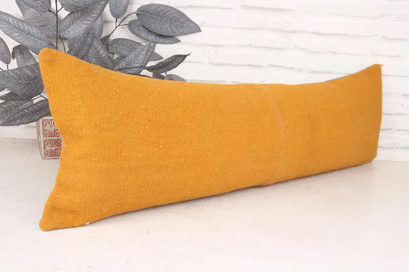 Throw Kilim Pillow, Turkish Pillow, 12x36 Yellow Pillow Case, Neutral Pillow, Cushion, Nautical Throw Pillow Case, Home Decor Pillow - 3
