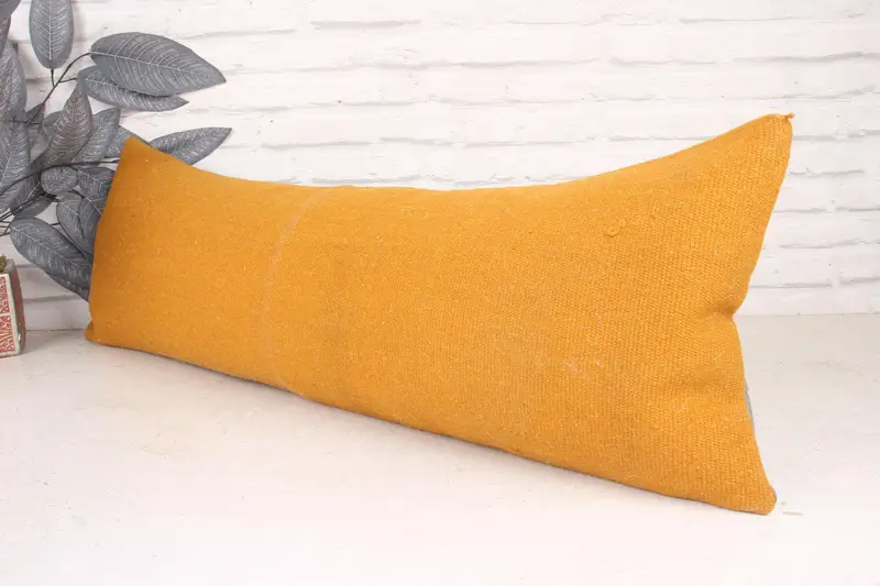 Throw Kilim Pillow, Turkish Pillow, 12x36 Yellow Pillow Case, Neutral Pillow, Cushion, Nautical Throw Pillow Case, Home Decor Pillow - 4